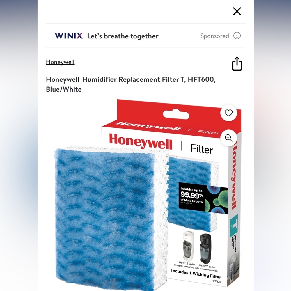 Honeywell filter, NWT, humidifier wicking filter, size T
